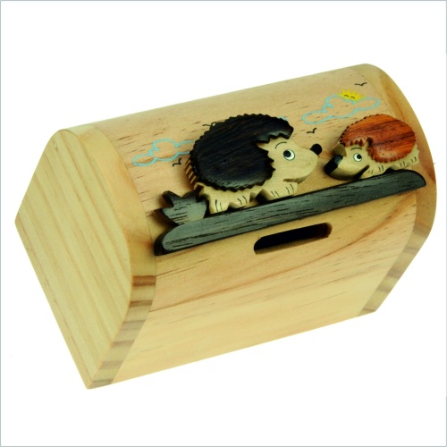 5215-HH: Hedgehog Money Boxes (Hidden Lock) (Pack Size 3) Price Breaks Available